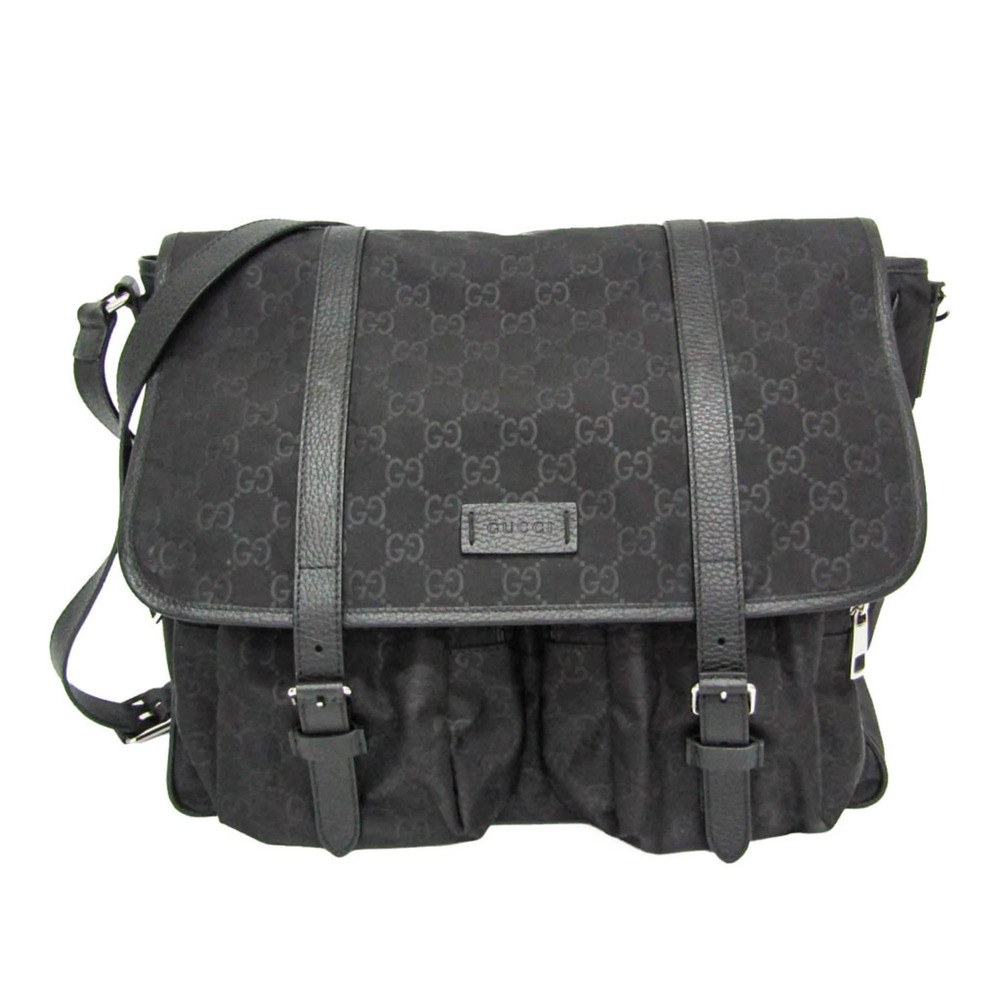 Gucci GG Nylon 387070 Women,Men Leather,Nylon Messenger Bag,Shoulder Bag Black